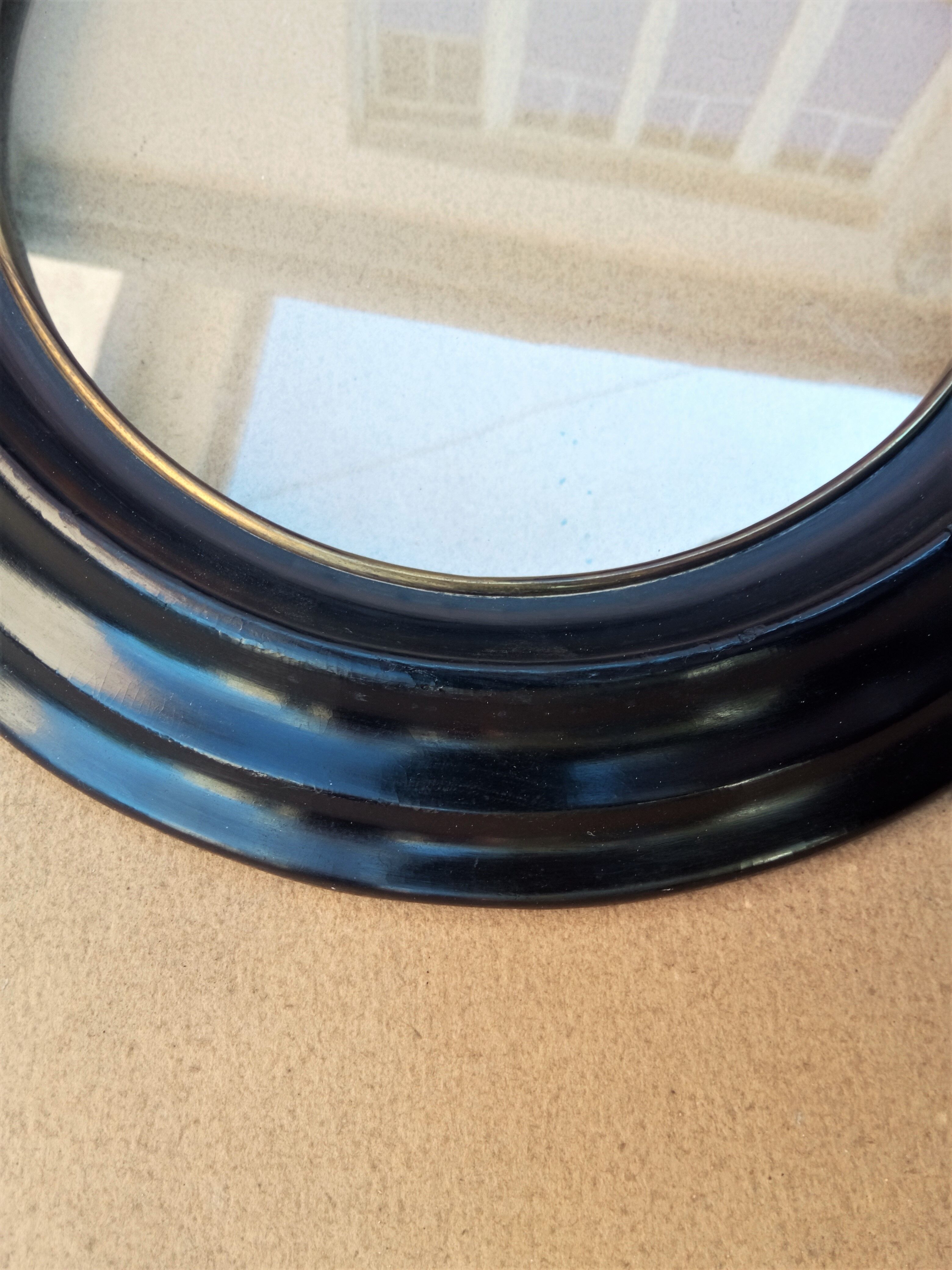 Black lacquered oval frame with its blown glass - Napoleon III - view 25.4 x 20.4