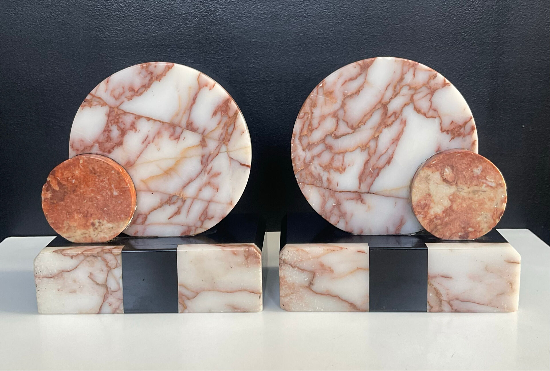 Art Deco marble bookends