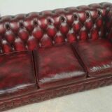 Chesterfield leather sofa burgundy English style