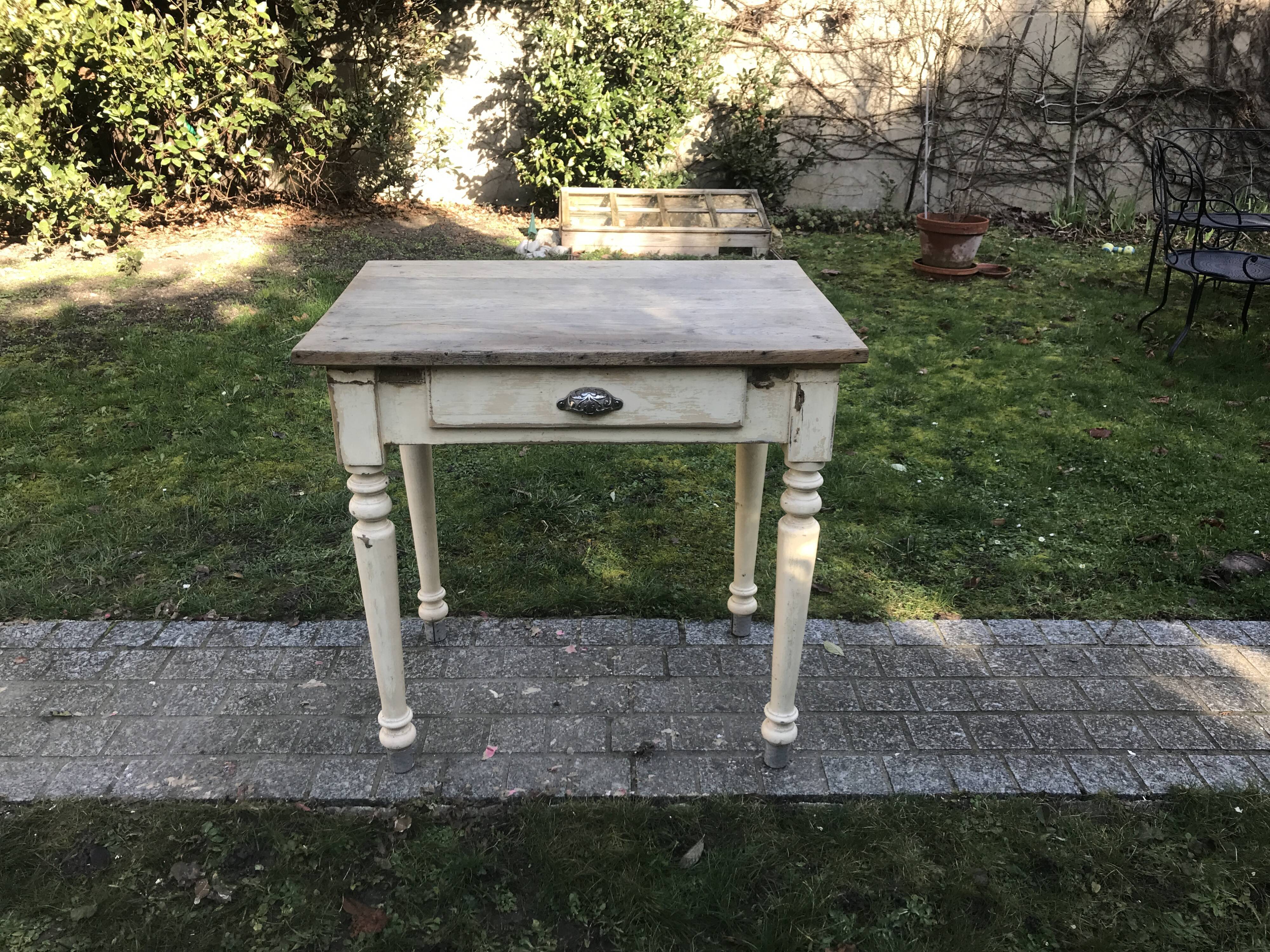Ancient small farm kitchen table 1940