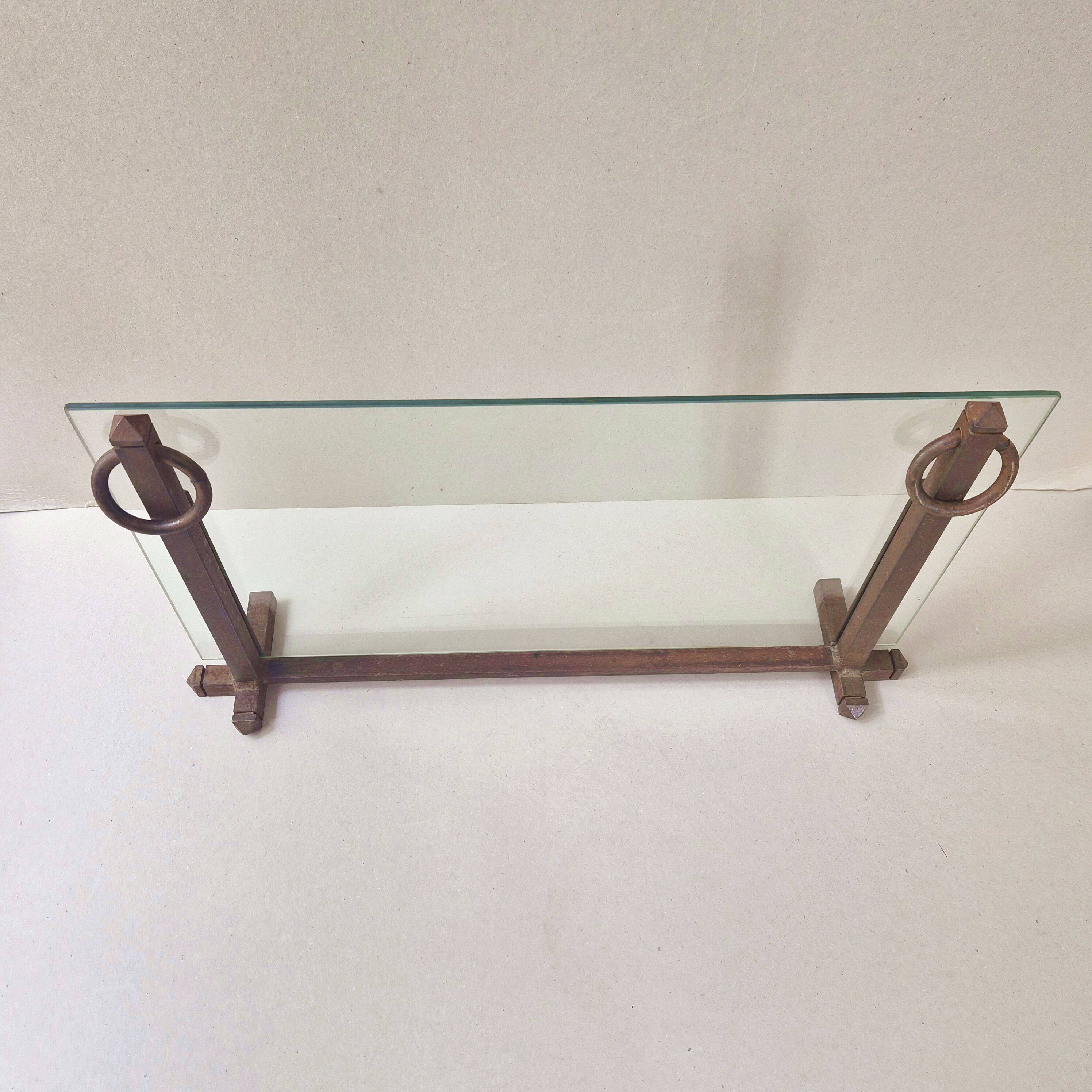 Vintage modernist fireplace screen 1970 in metal & safety glass 70s 1970s