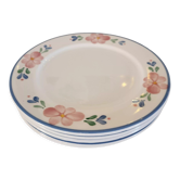 5 dessert plates Italian flowers blue / green / pink