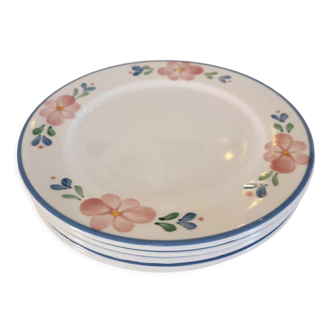 5 dessert plates Italian flowers blue / green / pink