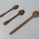 3 old small wooden spoons carved folk art