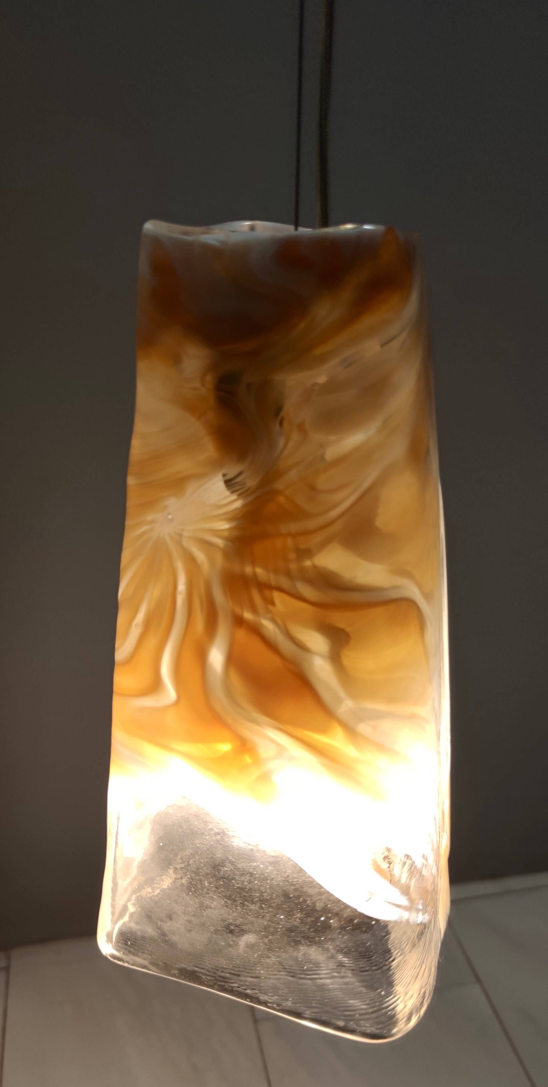 Postmodern Orange Murano Glass and Brass Pendant by La Murrina, Italy, 1980