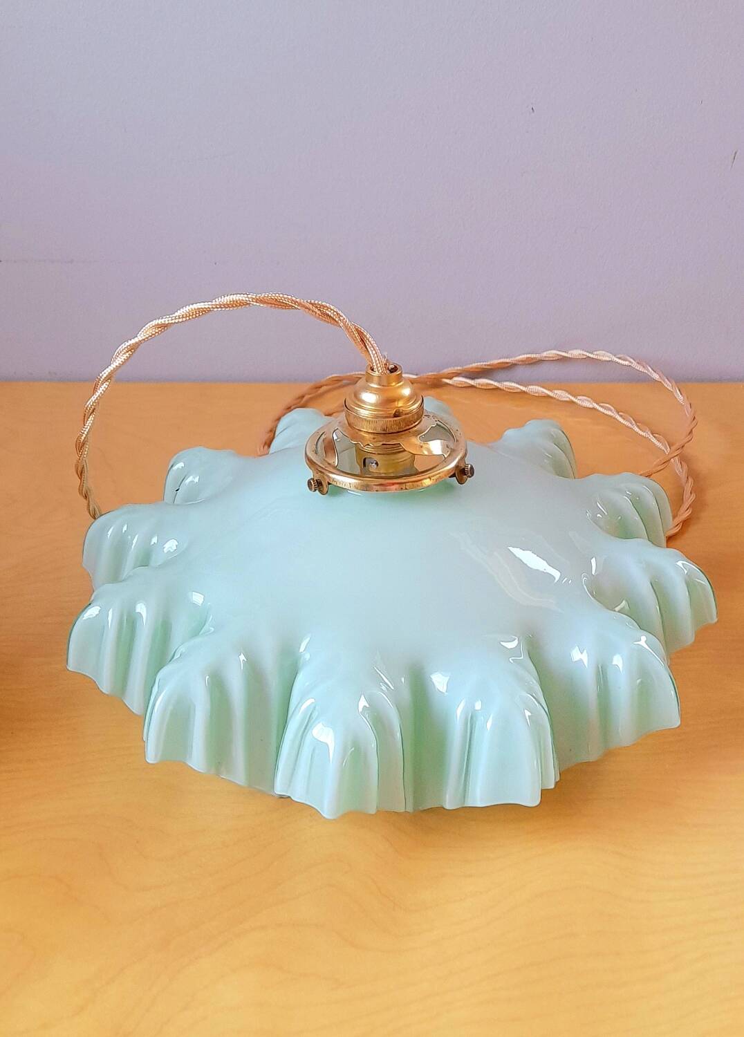 Art deco opaline pendant light