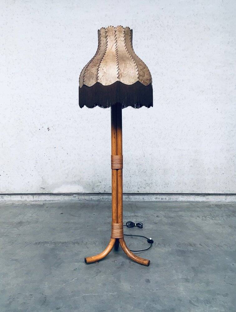 Vintage bamboo floor lamp, Italy, 1970s