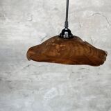 Small pendant light in corrugated teak leaf (Small D:30 H:20)