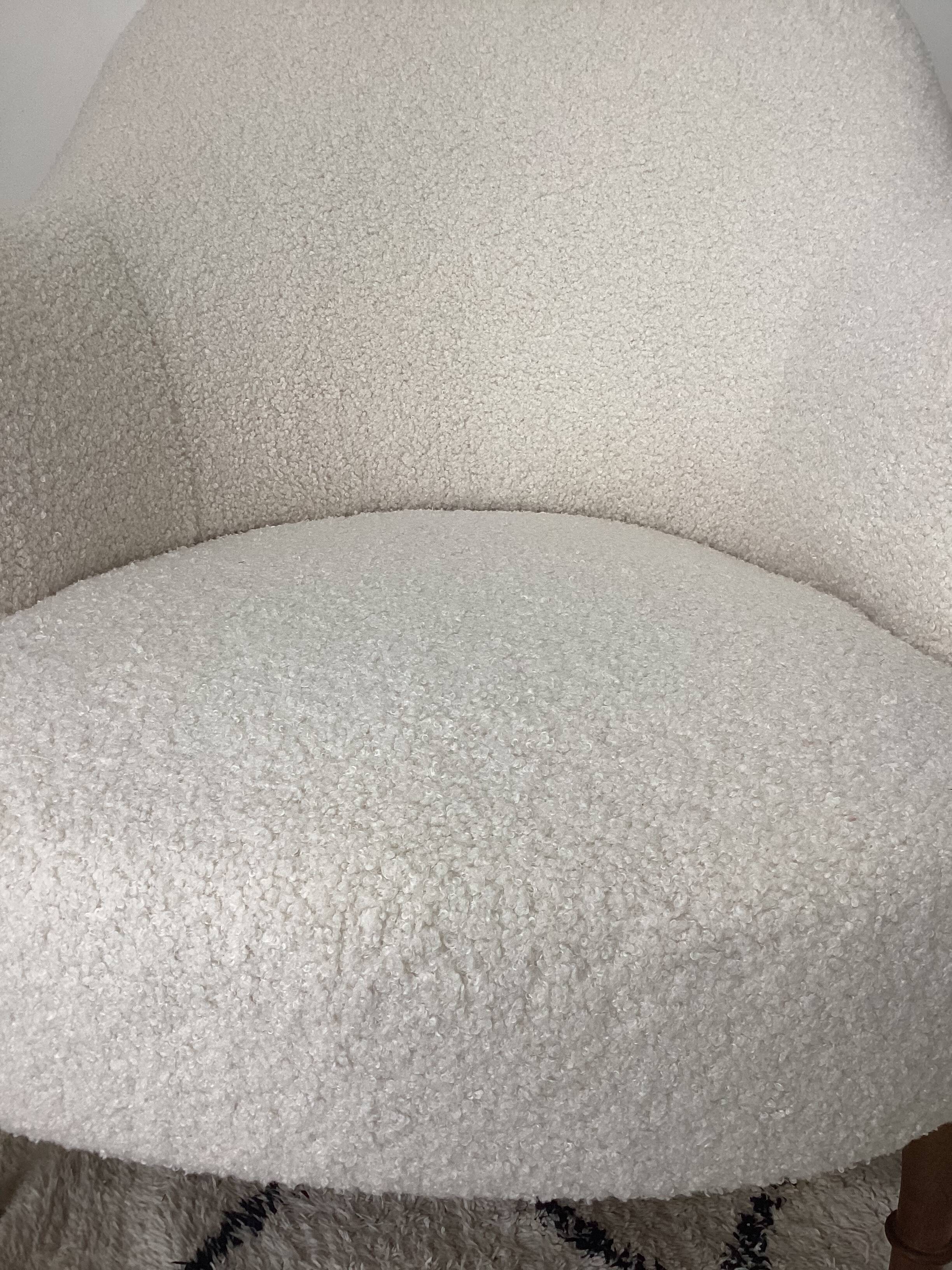 Fully restored toad chair with bouclette fabric