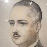 Old painting, portrait of a gentleman, dated 1928 located in Naples