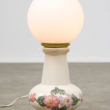 Mid-century Italian Floral Table Lamp in Ceramic and Opaline
