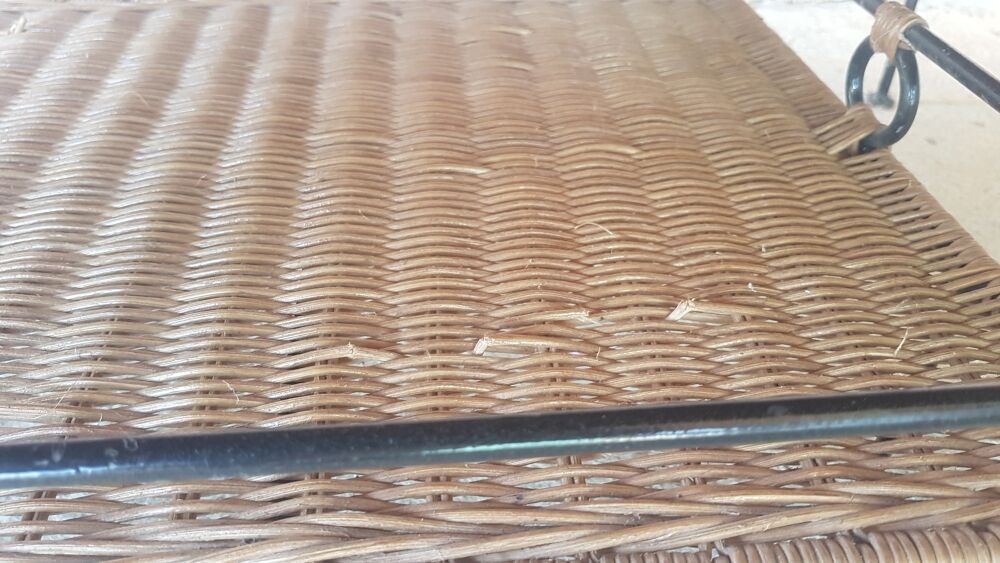 Rattan and metal coffee table