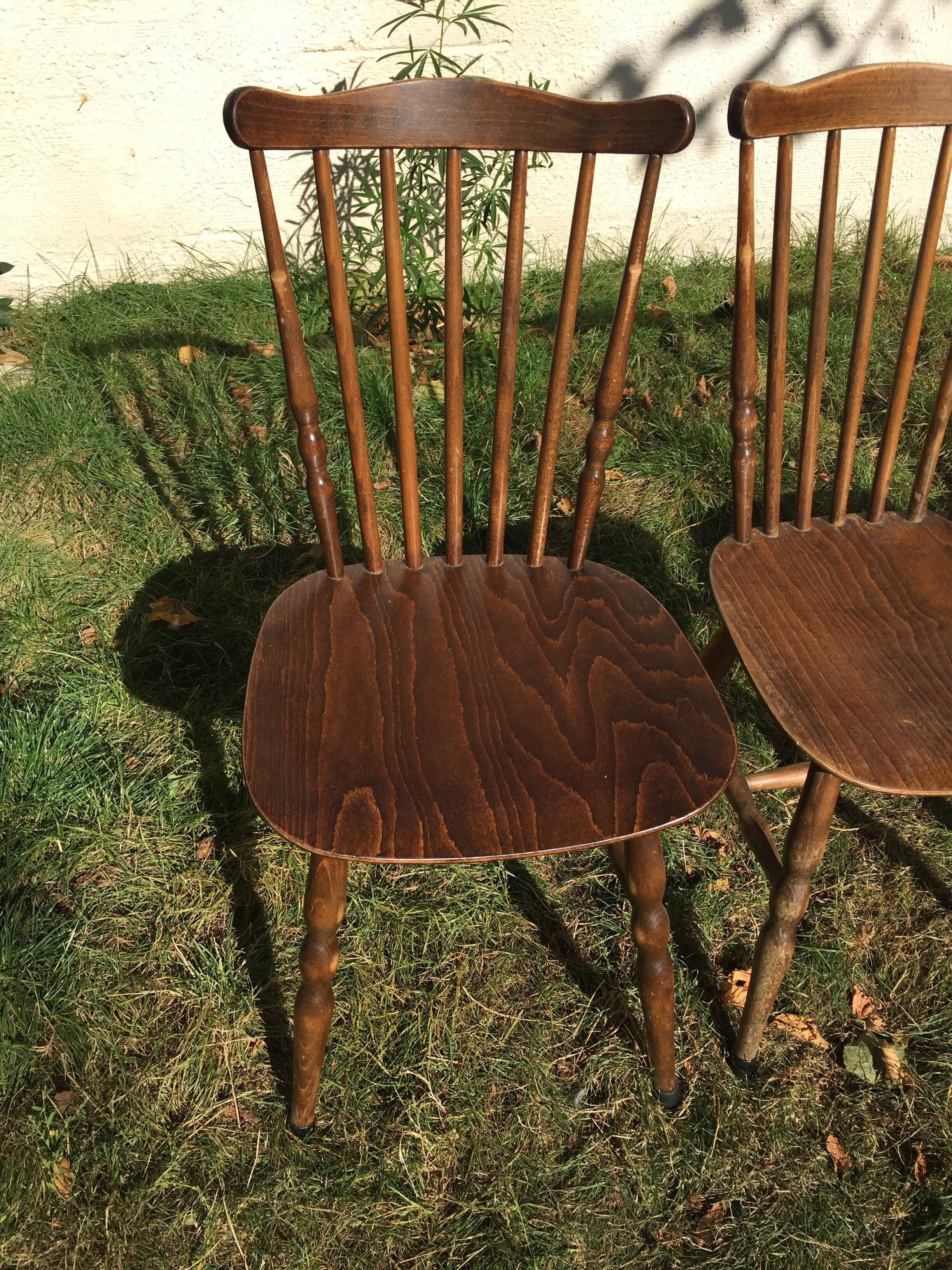4 vintage wooden western chairs