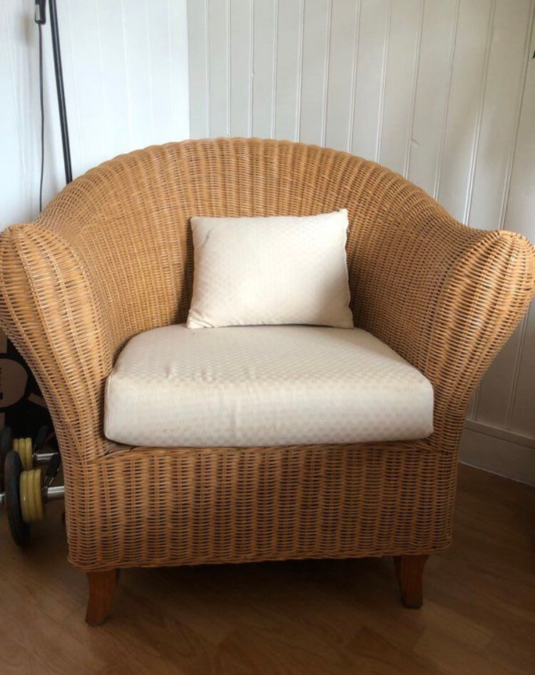 Wide rattan armchair Olivier Shrought