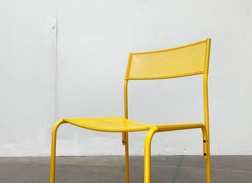 Italian perforated metal chair from the mid-century space age, 1960s.