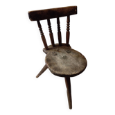 Chaise d'Appoint Tripode en Bois, 19ème Siècle