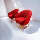 Pair of vintage red armchairs