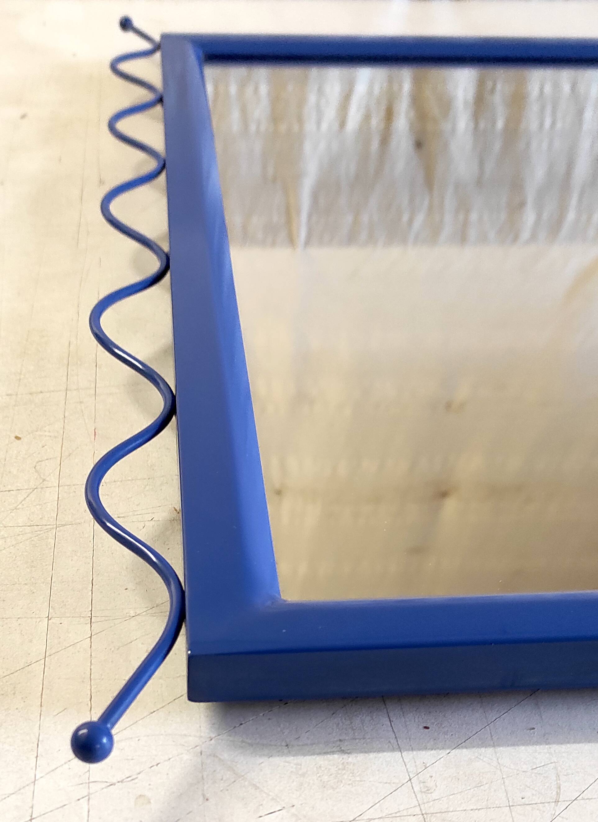 Mirror in blue metal - 1980s/90s