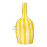 Striped yellow hollow bottle vase
