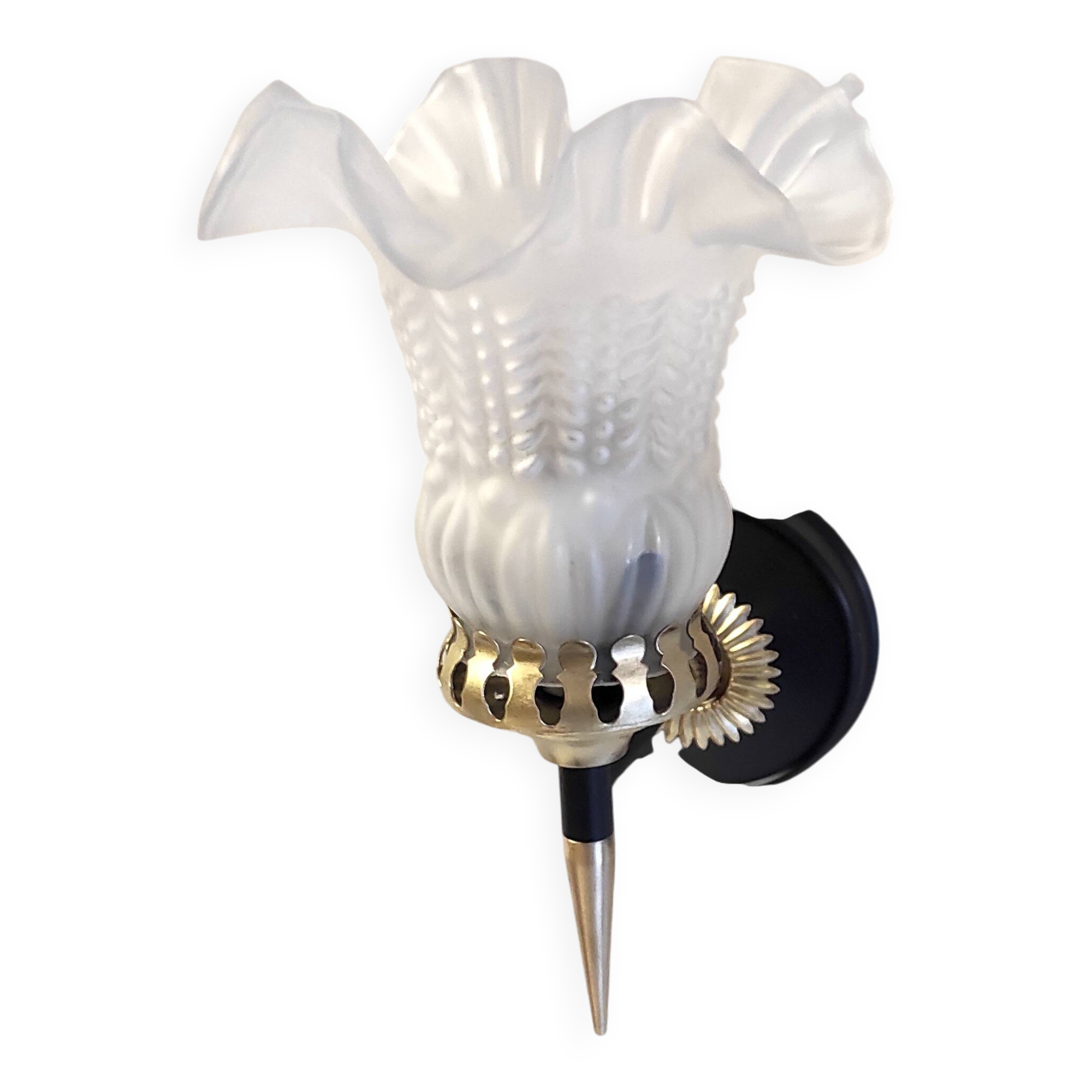 Art Deco wall light in brass with glass shade - mid 20th century.