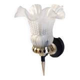 Art Deco wall light in brass with glass shade - mid 20th century.