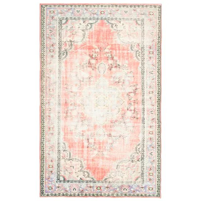 1970s Vintage Turkish Oushak Handmade Wool Cotton Red Area Rug 190x310