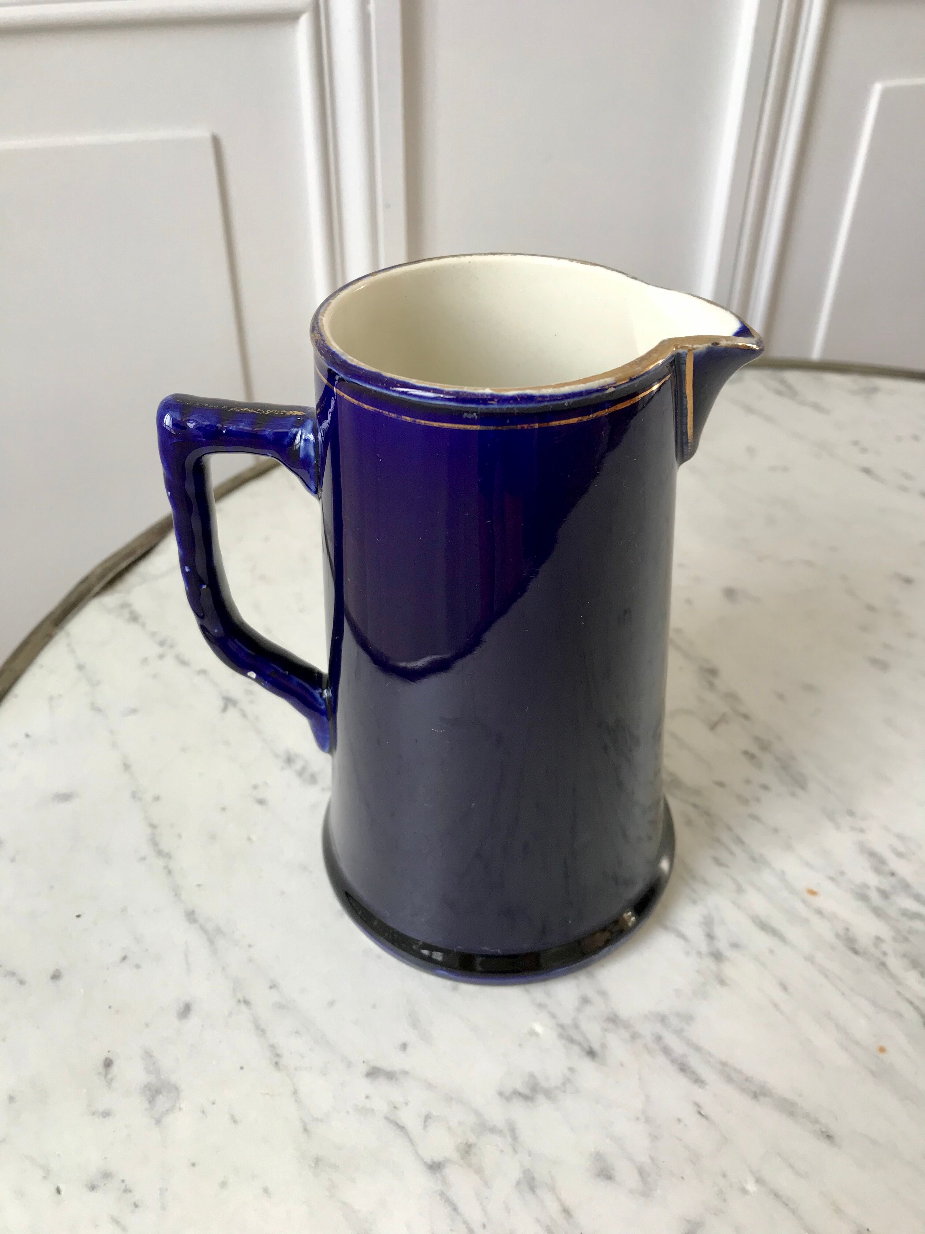 Milk pot blue king Salins art deco 30s