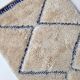 Moroccan Berber carpet blessed ouarain ecru corridor with blue diamonds engraved 312x68cm