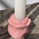 Set of pink flower ceramic candle holders