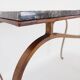 René Prou style gold metal side table with marble top