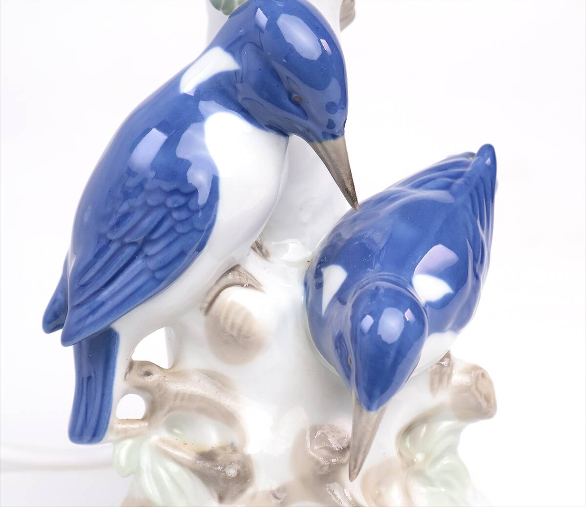 Vintage porcelain lamp base with kingfishers by Wagner & Apel