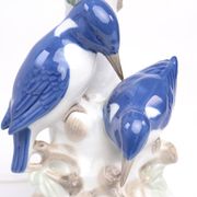 Vintage porcelain lamp base with kingfishers by Wagner & Apel