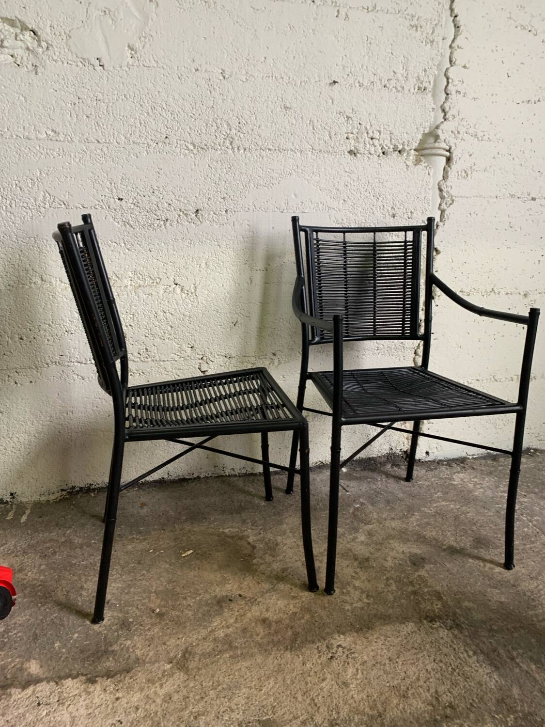 Bamboo metal chair and armchair