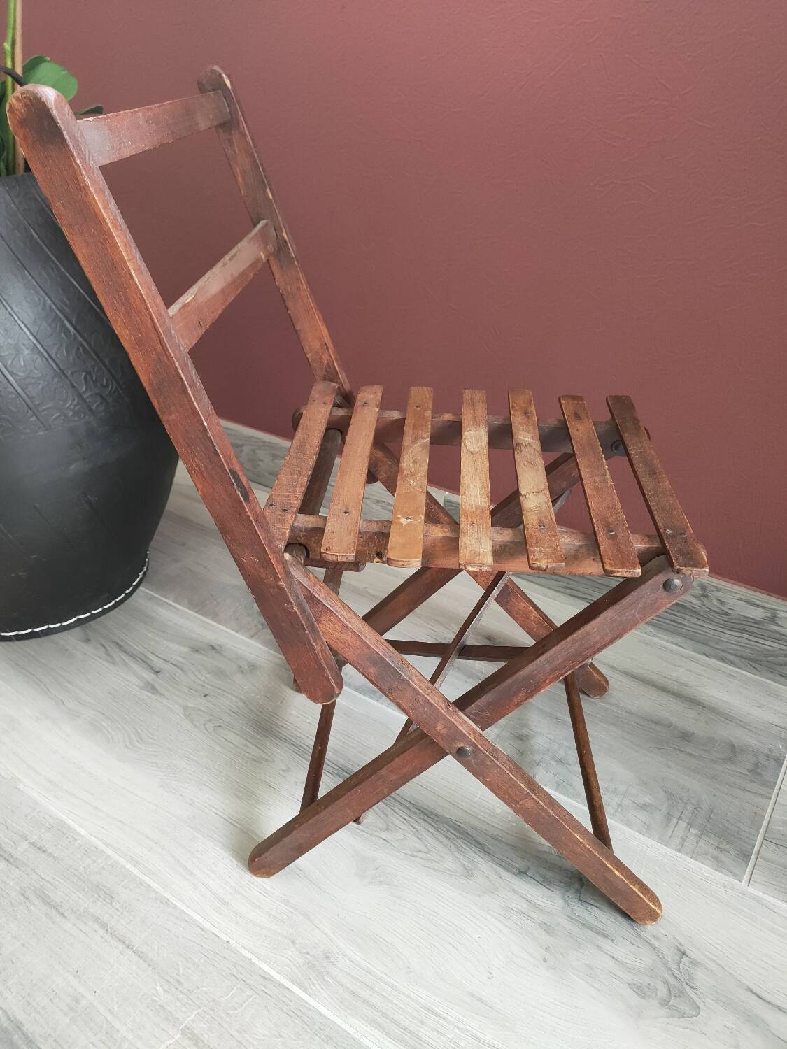 Small folding wooden chair