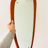 Vintage triangular wall mirror teak frame