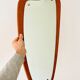 Vintage triangular wall mirror teak frame