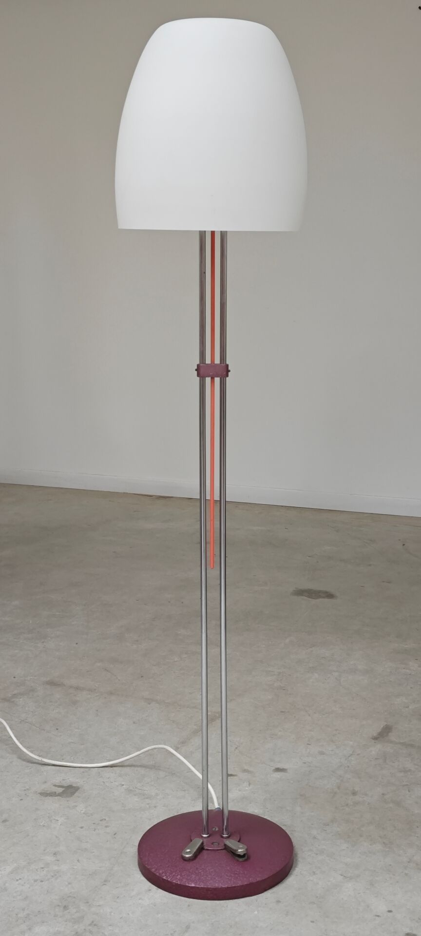 Chrome metal floor lamp opaline triplex Lidokov ex Czechoslovakia