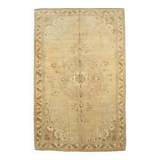 7x10 Cream & Brown Vintage Persian Rug, 205x316Cm