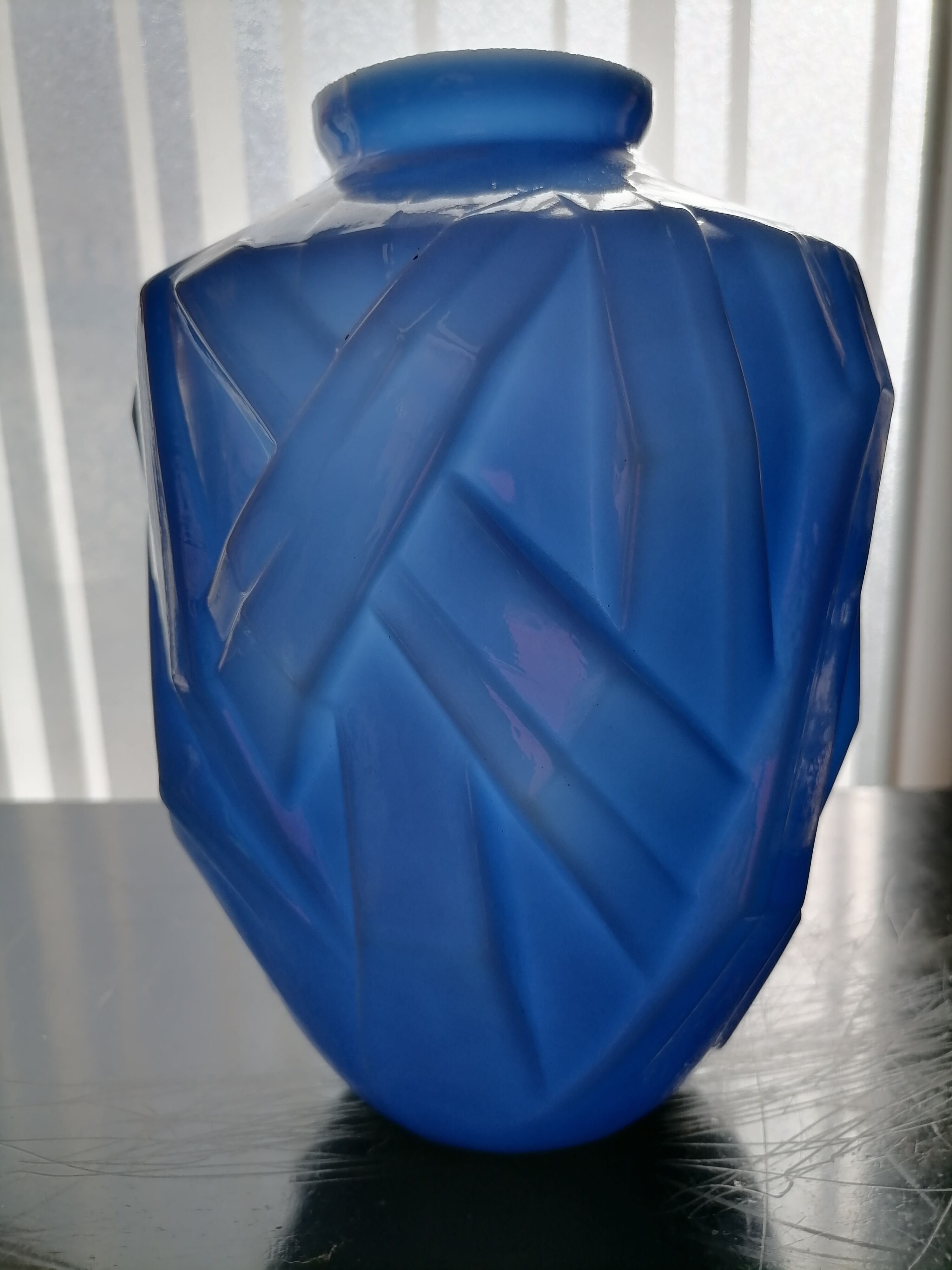 Art Deco blue opaline vase