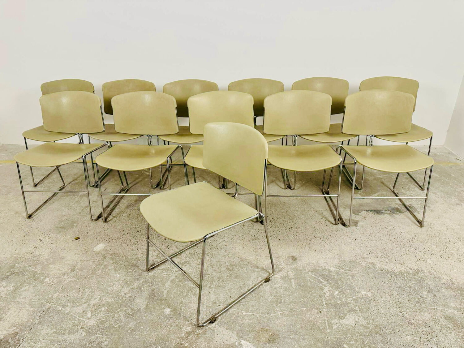 Set of 12 Max Stacker stackable chairs, 1970