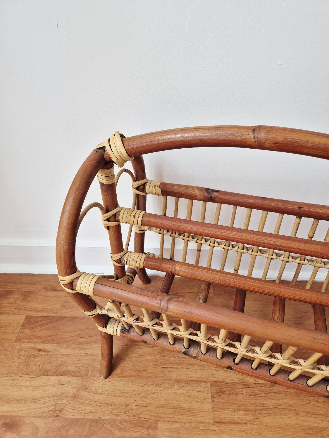 70s Rattan Magazine Rack - Vintage