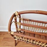 70s Rattan Magazine Rack - Vintage