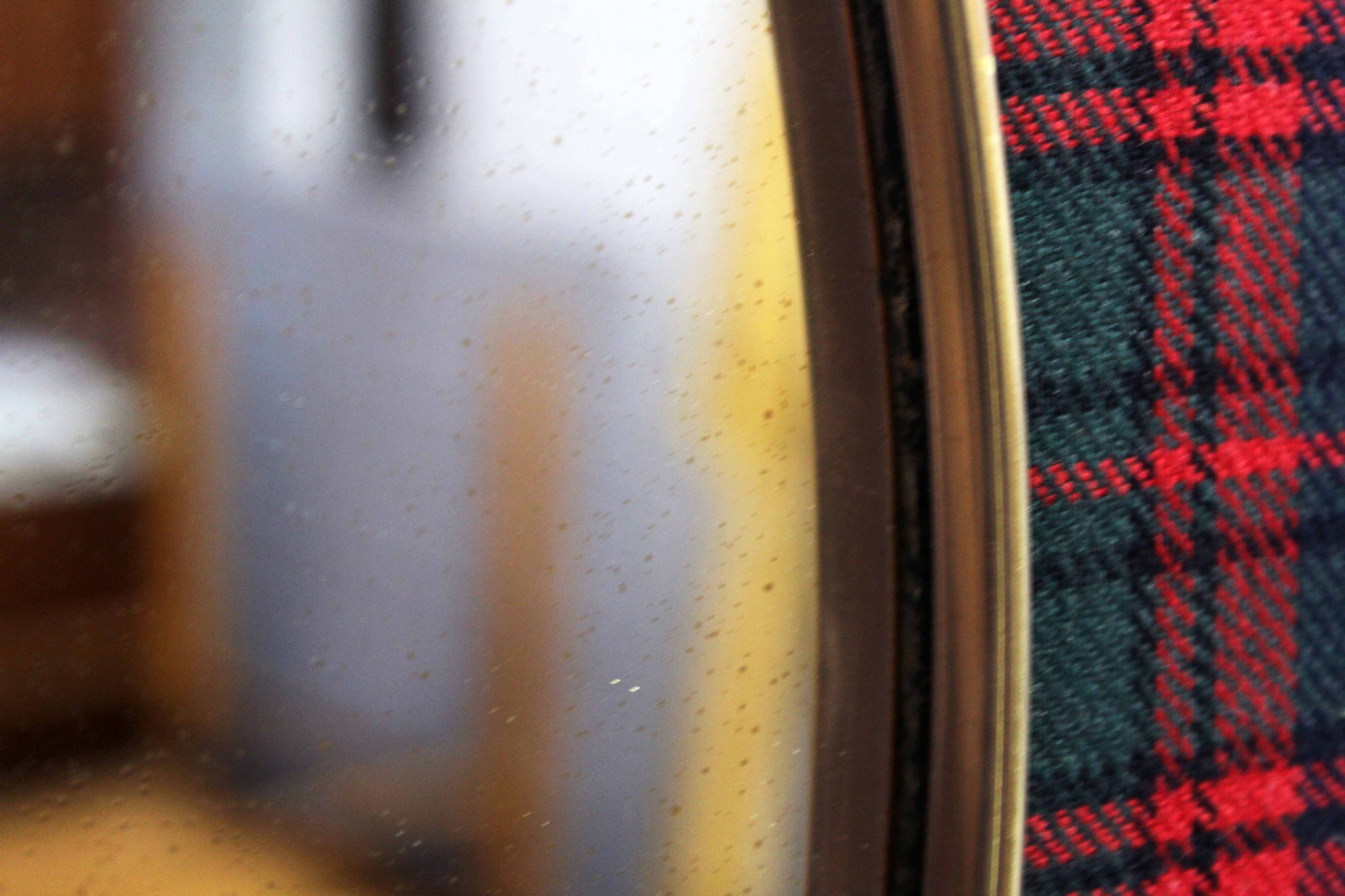Vintage brass mirror in Scottish fabric
