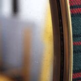 Vintage brass mirror in Scottish fabric
