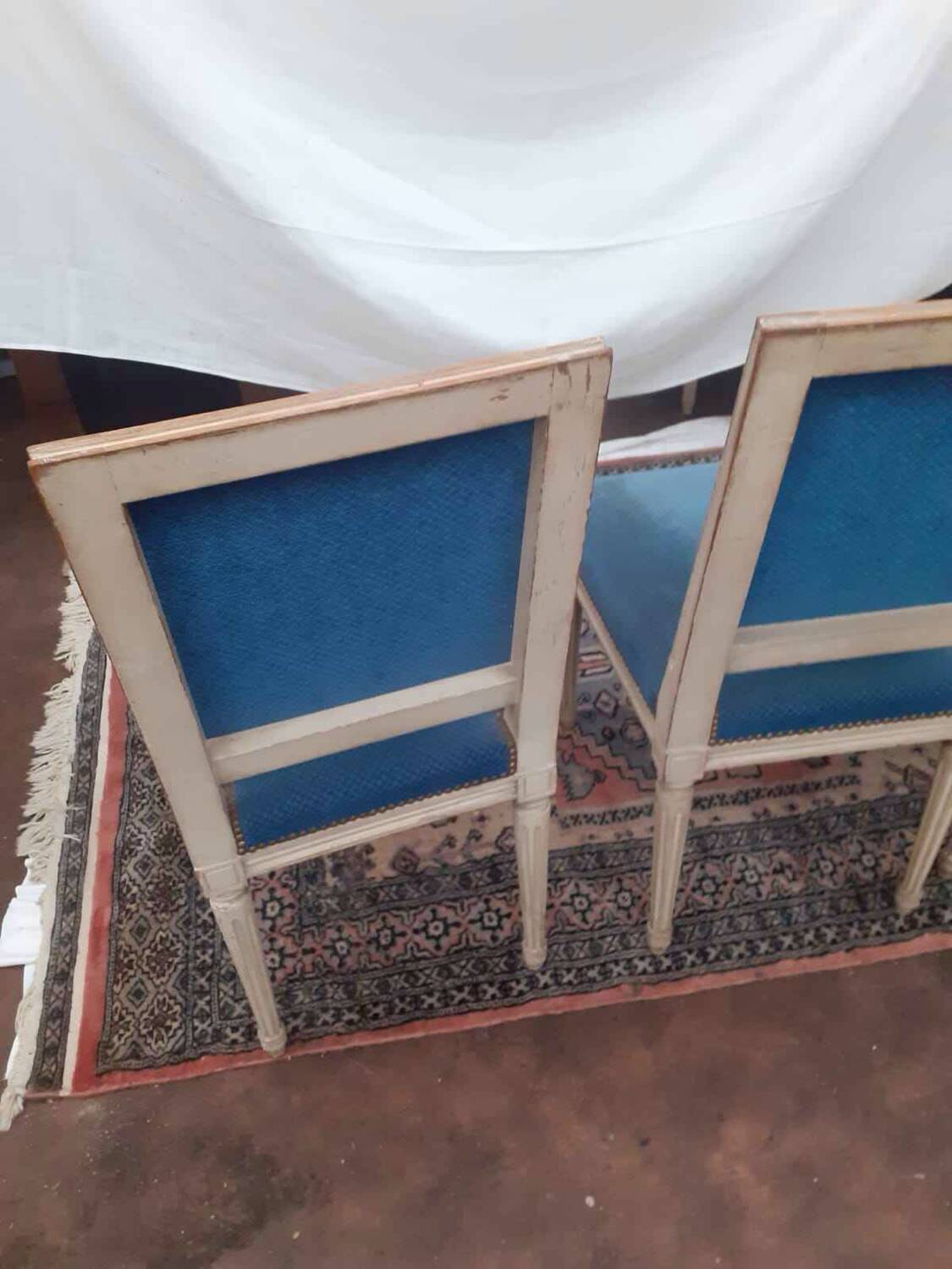 3 Antique Louis XVI style chairs with patina