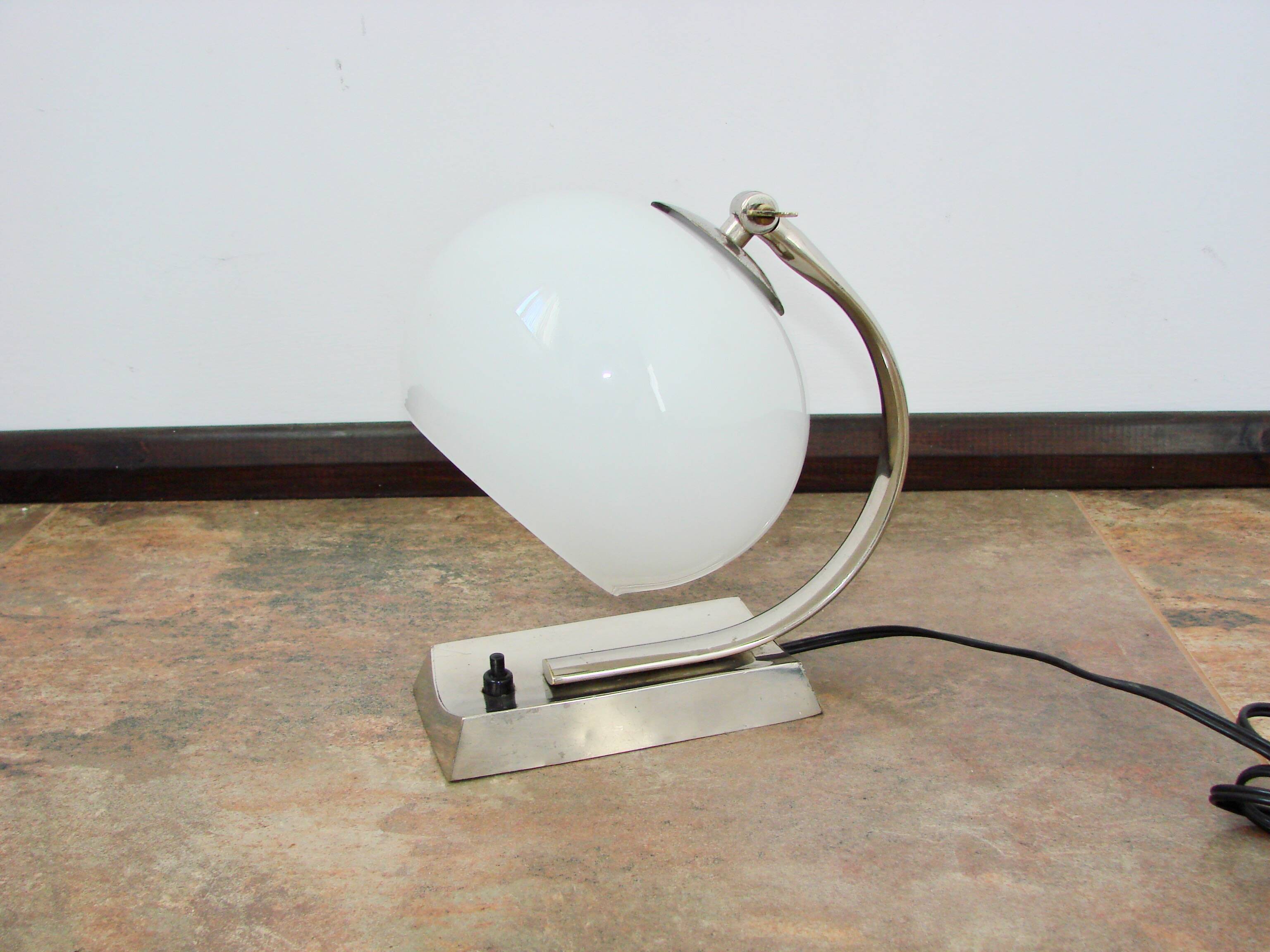 1940s Art Deco lamp | nickel-plated brass + glass | E27 | vintage