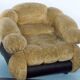 Space Age Single Armchair by Adriano Piazzesi, Cream Teddy Bear & Leather