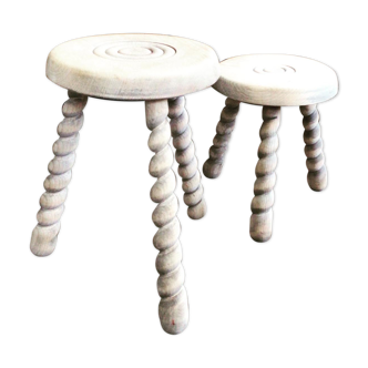 Raw wood milking stools