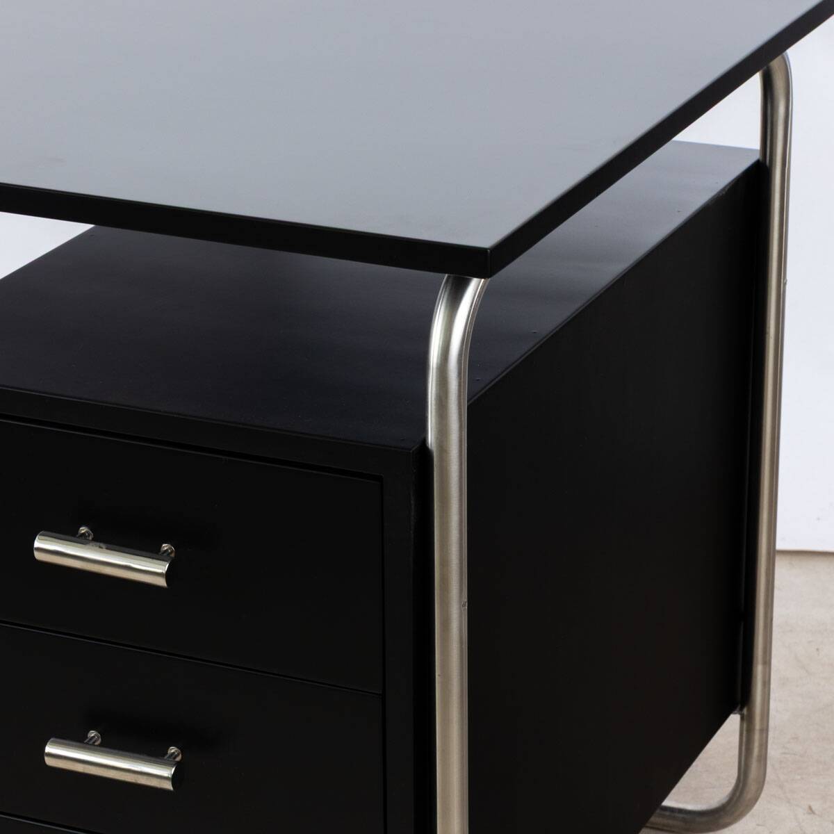 1960s desk in Bauhaus style, black lacquered