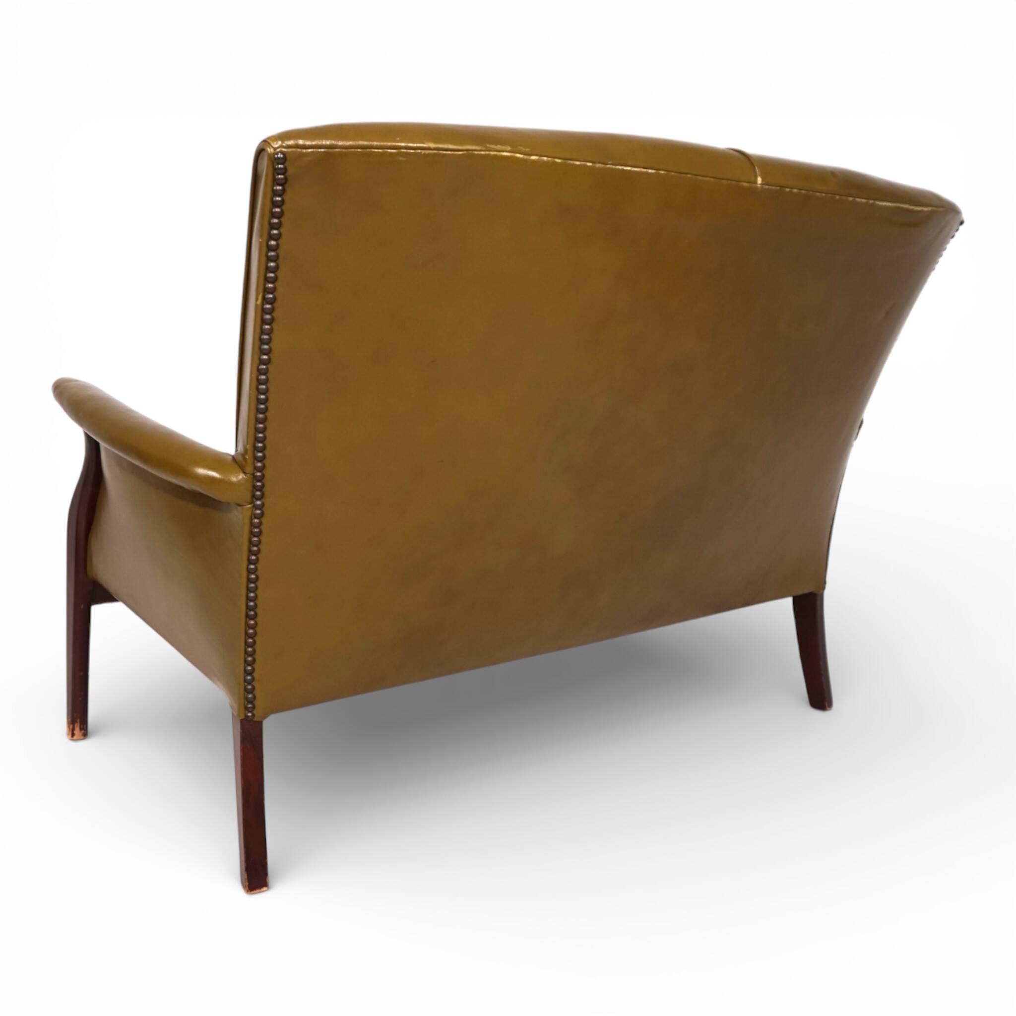 Two-seater green foam leather sofa Froxfield by Parker Knoll, 1960.